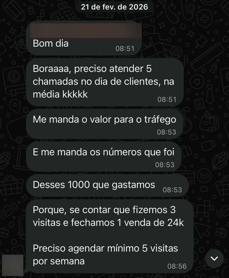 Conversa no WhatsApp: com R$1.000 investidos, 3 visitas e uma venda de R$24 mil